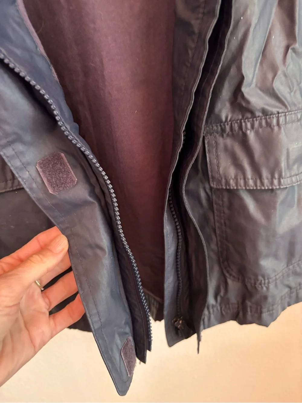 GAP Kid XL Black Hooded Utility Jacket with Striped Lining